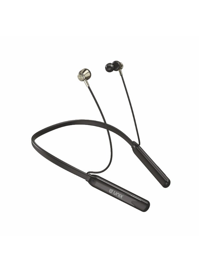 يونيكس سماعة Unix Torq N500 اللاسلكية على شكل نك باند | وضع اقتران مزدوج مع اتصال Bluetooth v5.4 | وقت تشغيل يصل إلى 42 ساعة مع مشغلات 10 مم | تقنية ENC لإلغاء الضوضاء لمكالمات واضحة | شحن سريع T - Image 1